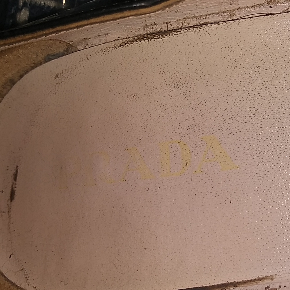 PRADA 1K9865 65 Spazzolato Clas Nero Heels pumps Shoes Size 40 open toe with bow - Picture 12 of 12